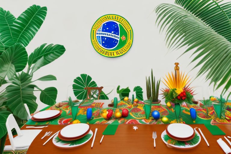 A traditional brazilian home with a festive table set for a family meal