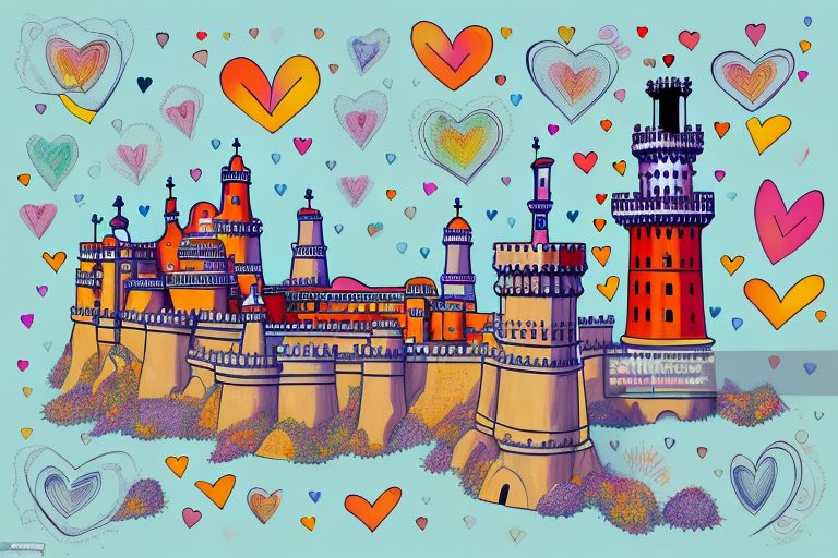 A vibrant scene in portugal featuring notable landmarks like the belem tower or the pena palace