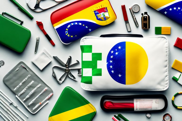 A brazilian flag wrapped around a first aid kit