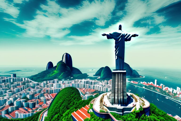 Iconic brazilian landmarks such as the christ the redeemer statue and sugarloaf mountain