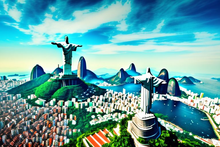 The iconic christ the redeemer statue with a vibrant background of rio de janeiro's cityscape