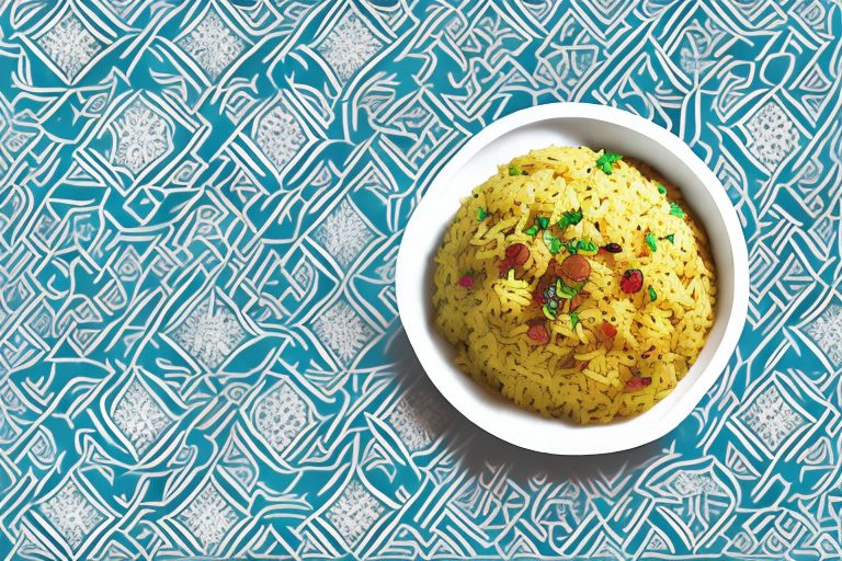 A bowl of poha (indian flattened rice dish) with elements of portuguese culture