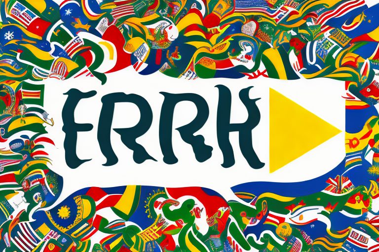 A speech bubble emerging from a vibrant brazilian flag