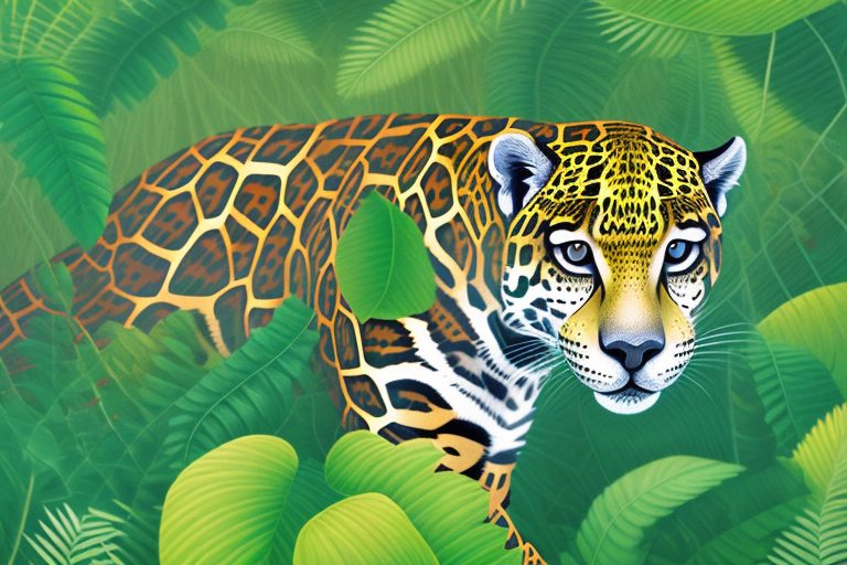 A majestic jaguar in the lush greenery of the brazilian rainforest