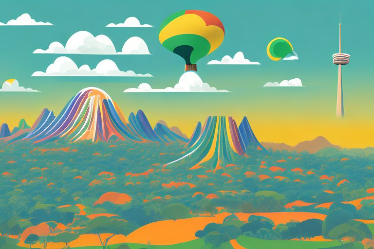 A colorful brazilian landscape with notable landmarks