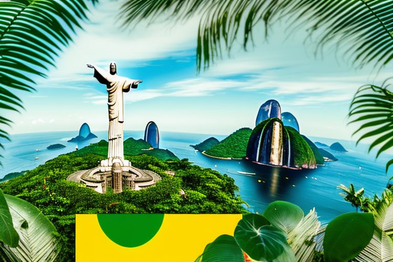 Iconic brazilian landmarks such as the christ the redeemer statue and sugarloaf mountain