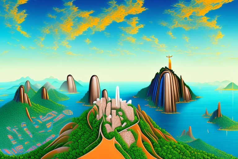 A scenic brazilian landscape featuring iconic landmarks like the christ the redeemer and sugarloaf mountain