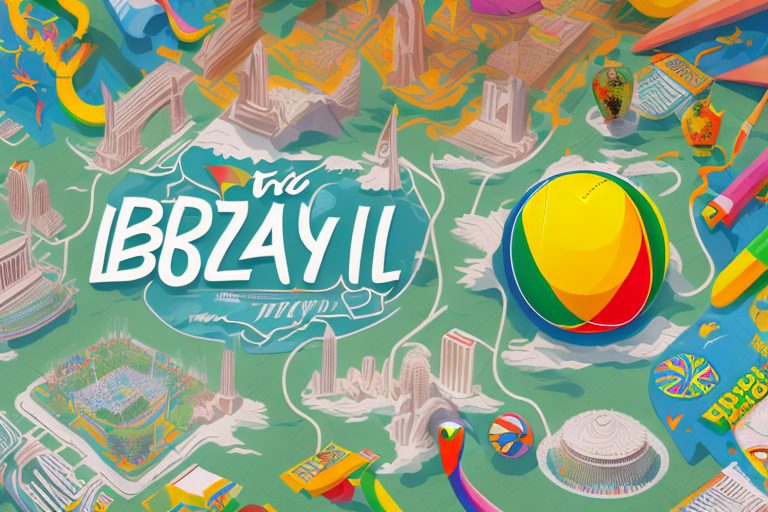 A colorful speech bubble emerging from a stylized map of brazil