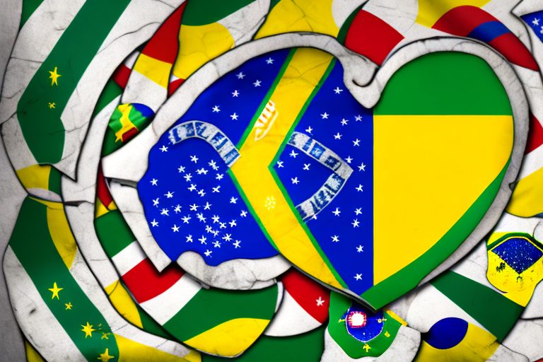 A heart-shaped flag of brazil