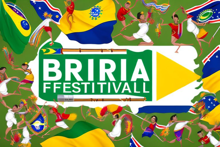 A vibrant brazilian festival with flags