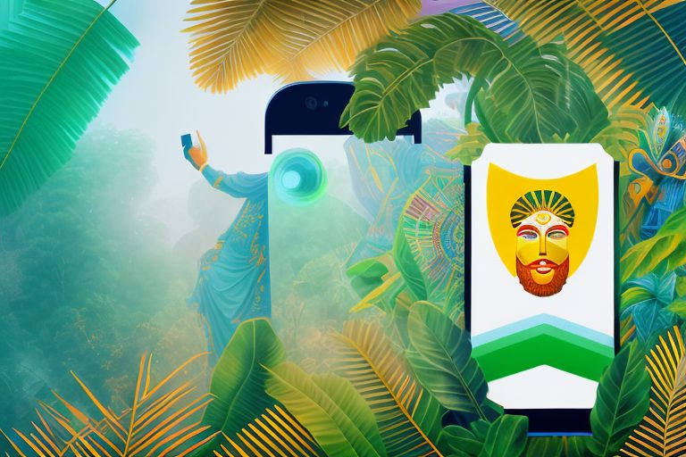 A smartphone displaying various cultural icons of brazil