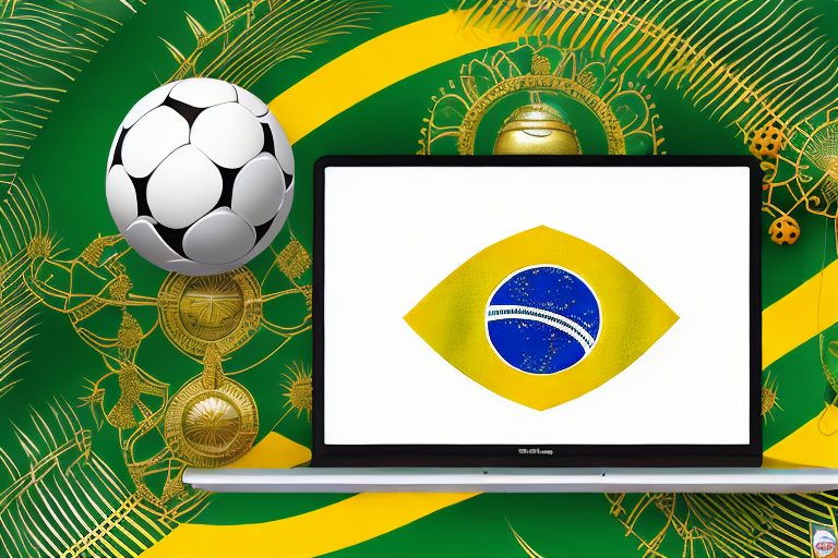 A laptop displaying various symbols of brazilian culture