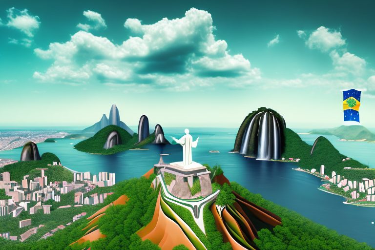 A landscape featuring iconic brazilian landmarks