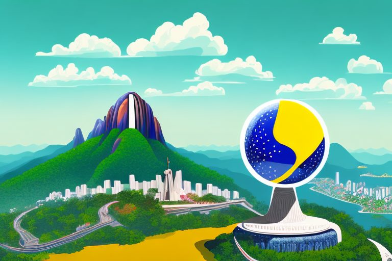 A vibrant brazilian landscape with iconic landmarks like the christ the redeemer statue and sugarloaf mountain