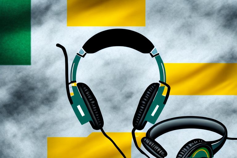 Headphones resting on a brazilian flag