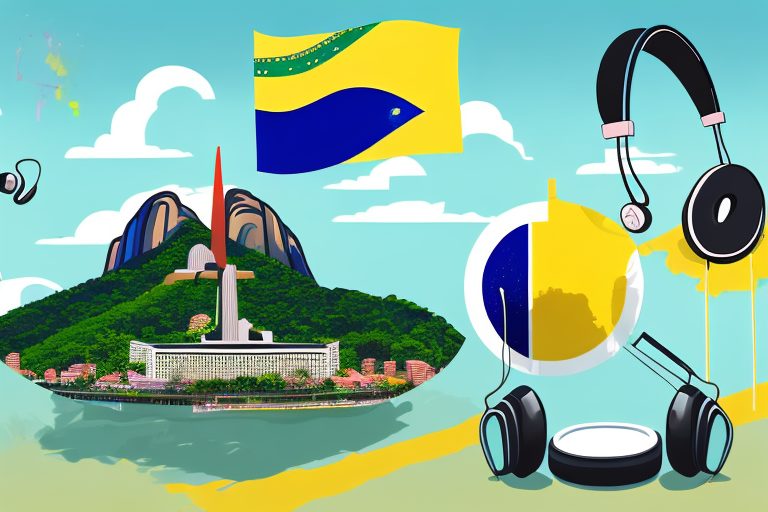 A vibrant brazilian landscape with iconic landmarks like the christ the redeemer statue and sugarloaf mountain