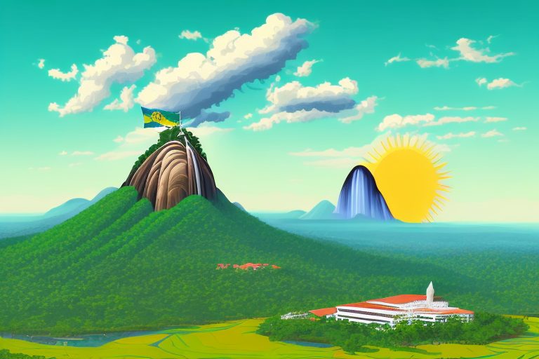 A picturesque brazilian landscape with a prominent school building