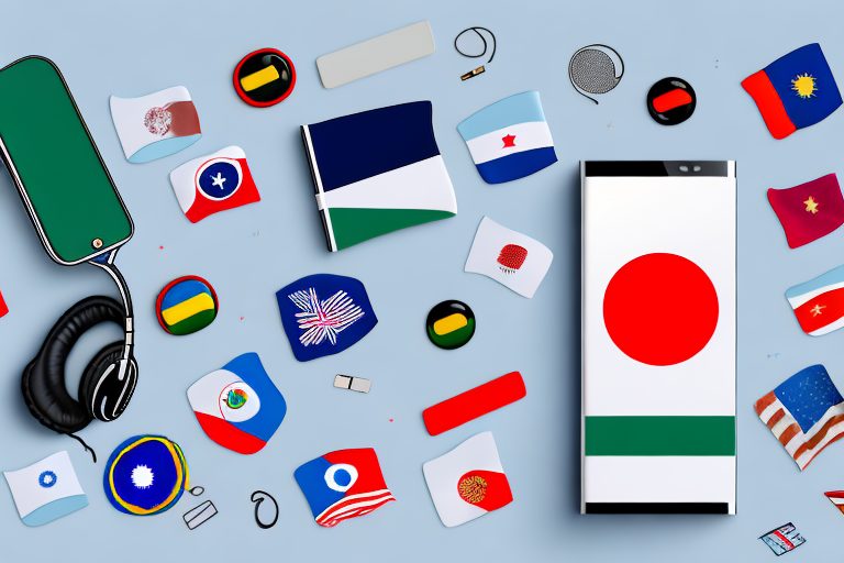 A smartphone displaying various international flags