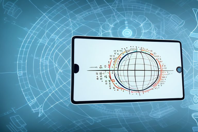 A digital tablet displaying a complex math equation