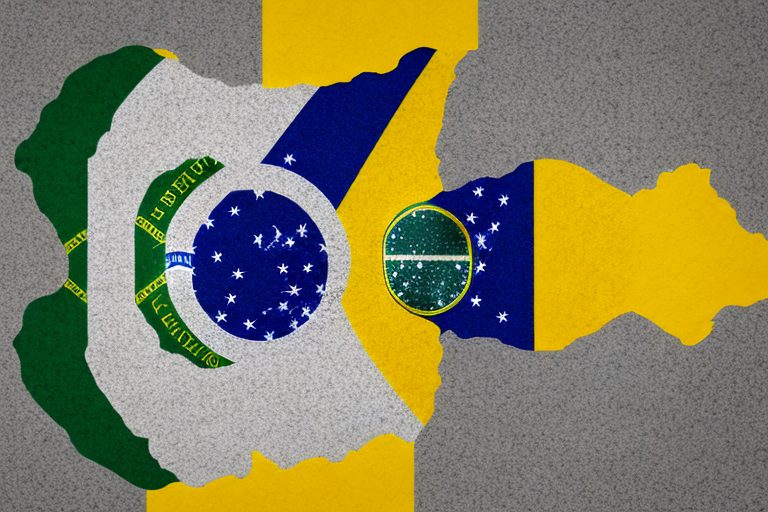 A brazilian flag intertwined with a tax form