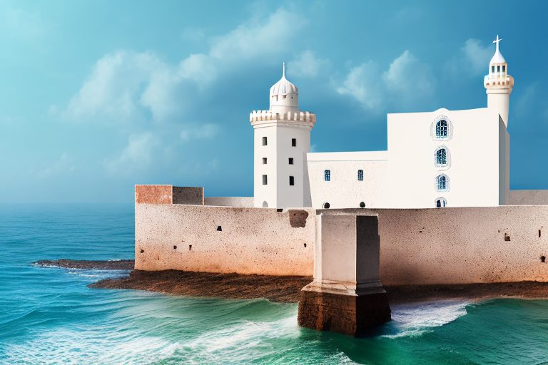 The elmina castle overlooking the sea