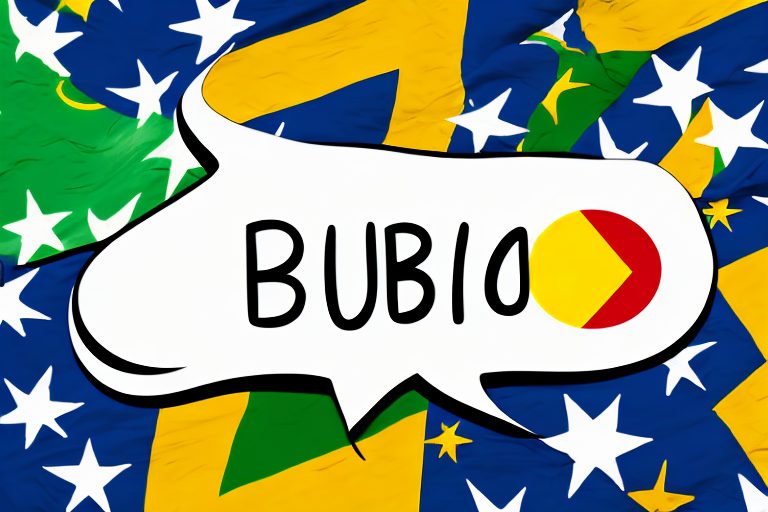 A speech bubble emerging from a brazilian flag