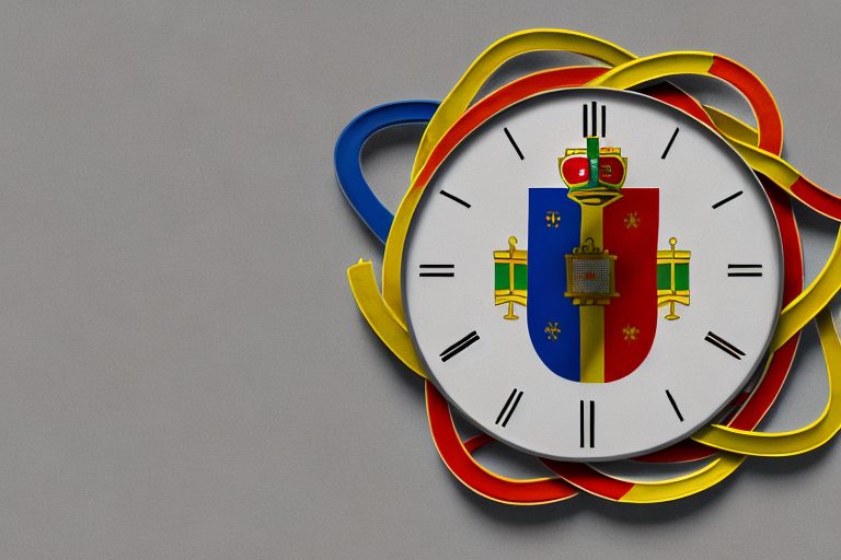 A portuguese flag intertwined with a symbolic representation of time