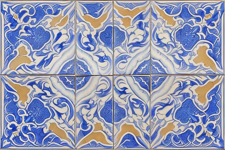 A variety of traditional portuguese elements like azulejo tiles