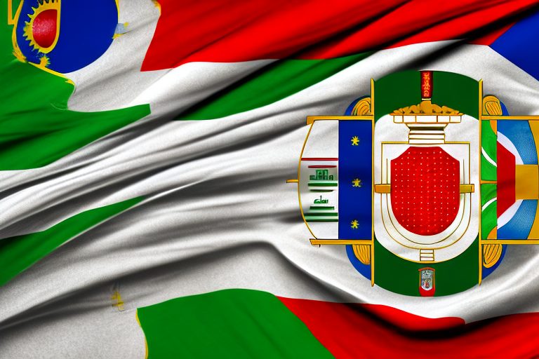 The portuguese and urdu flags intertwined