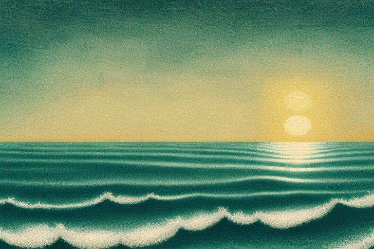 A vintage portuguese landscape with a melancholic sunset over the ocean