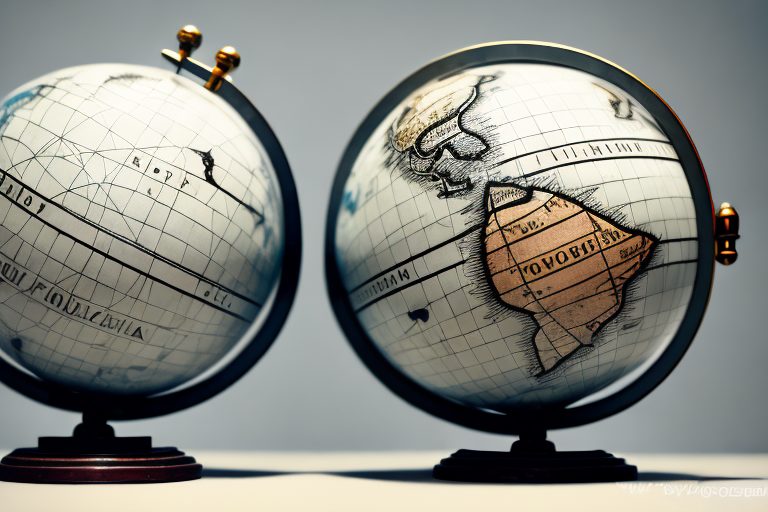 A pair of vintage globes side by side