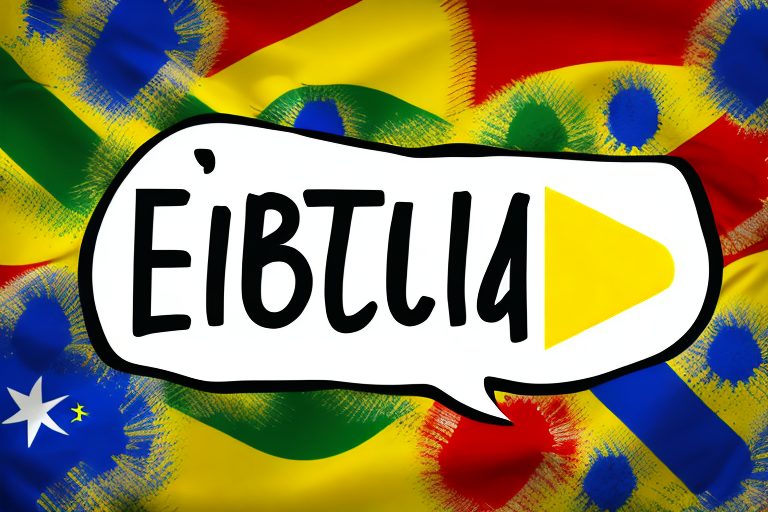 A speech bubble emerging from a vibrant brazilian flag