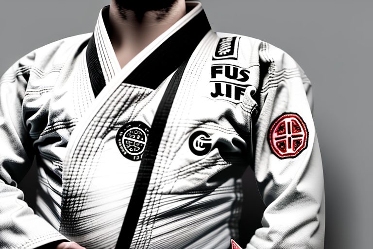 A brazilian jiu-jitsu gi (uniform) with a black belt