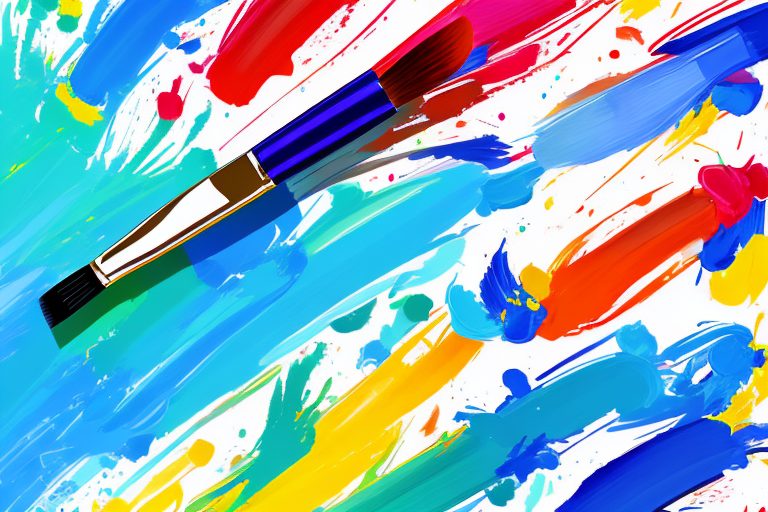 A paintbrush dipped in vibrant paint