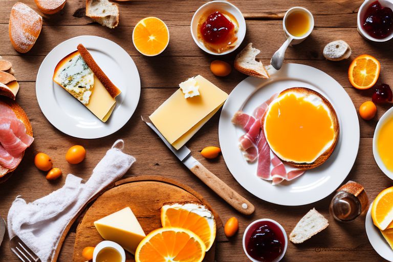 A traditional portuguese breakfast spread