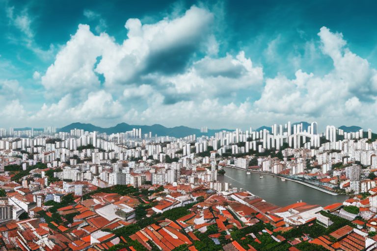 A scenic view of the city of santos in brazil