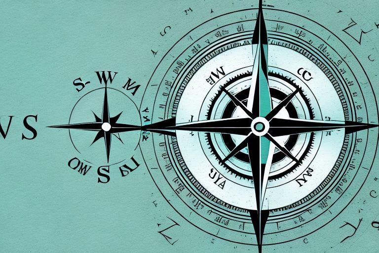 A stylized compass pointing towards brazil