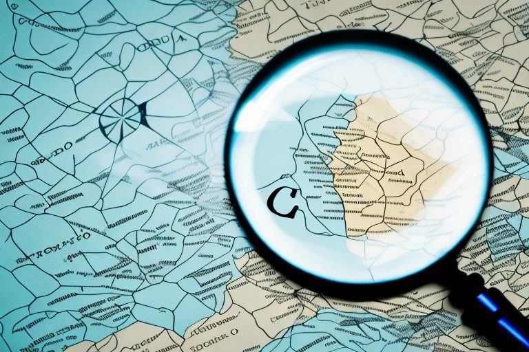 A magnifying glass hovering over a map of portugal