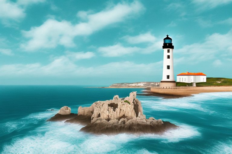 A serene portuguese coastline with a lighthouse