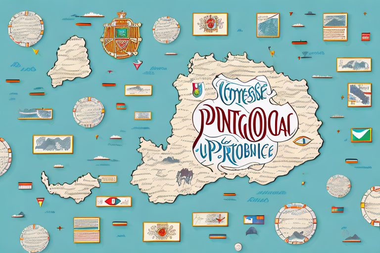 A speech bubble emerging from a stylized map of portugal