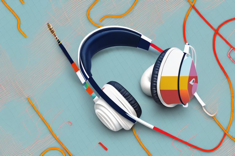 A pair of headphones resting on a colorful map of portugal