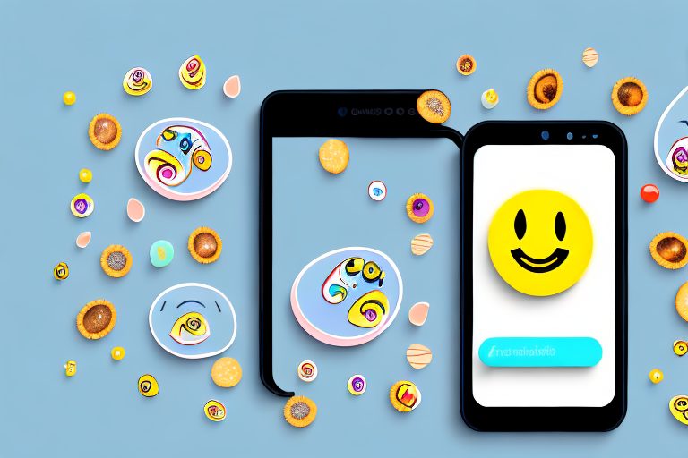 A smartphone displaying a chat bubble with a laughing emoji