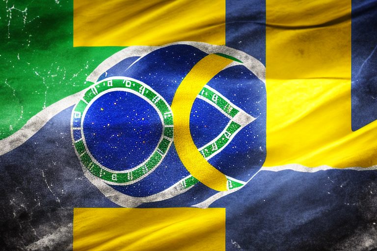 The brazilian flag with the rs state symbol prominently featured