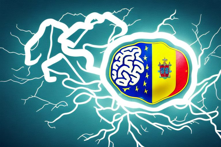 A brain with a portuguese flag overlay