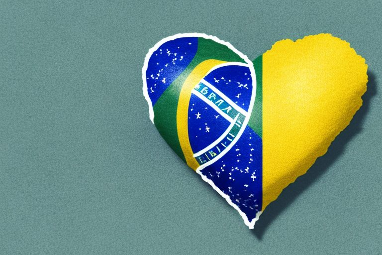 A heart-shaped brazilian flag enveloped by a soft
