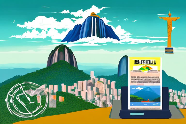 A brazilian landscape featuring famous landmarks like christ the redeemer and sugarloaf mountain