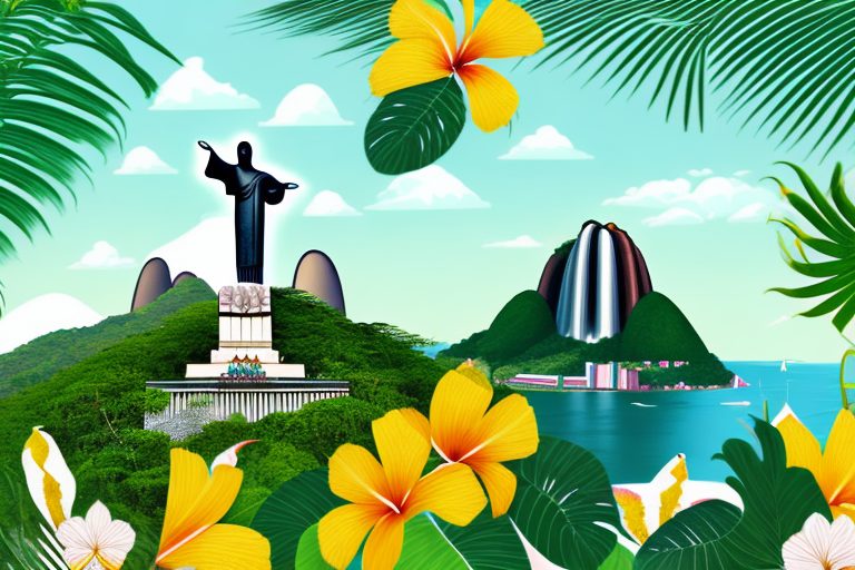 Iconic brazilian landmarks like the christ the redeemer statue and sugarloaf mountain