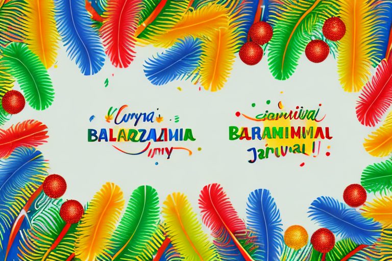 Festive brazilian symbols such as colorful carnival feathers