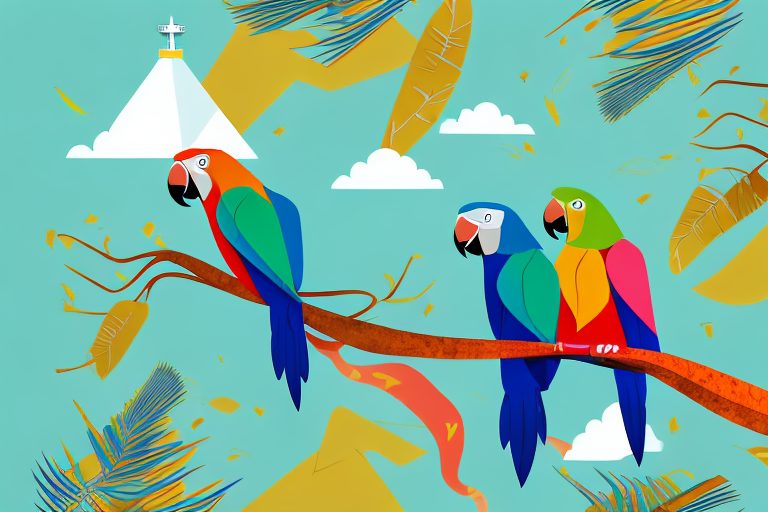 Two colorful parrots perched on a branch