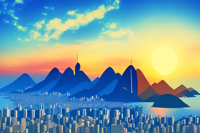 A sunset over the iconic rio de janeiro skyline